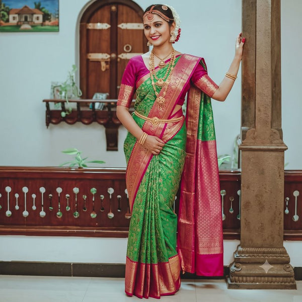 Trendy Kanchipuram Blended Vintage Bridal Silk Sarees 071