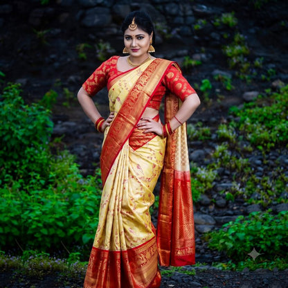 Trendy Kanchipuram Blended Vintage Tissue Bridal Silk Sarees 057