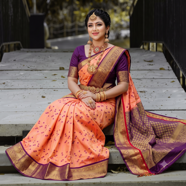Trendy Kanchipuram Blended Vintage Bridal Silk Sarees 070