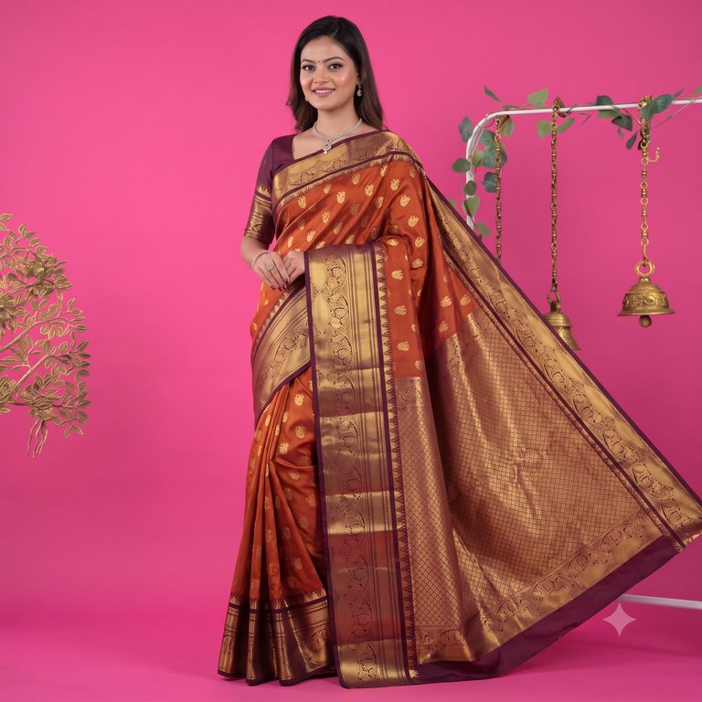Trendy Vintage Rusted Orange Silksarees 009