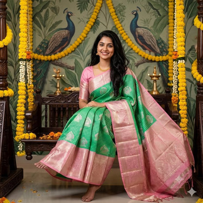 Trendy Kanchipuram Blended Vintage Bridal Silk Sarees 010