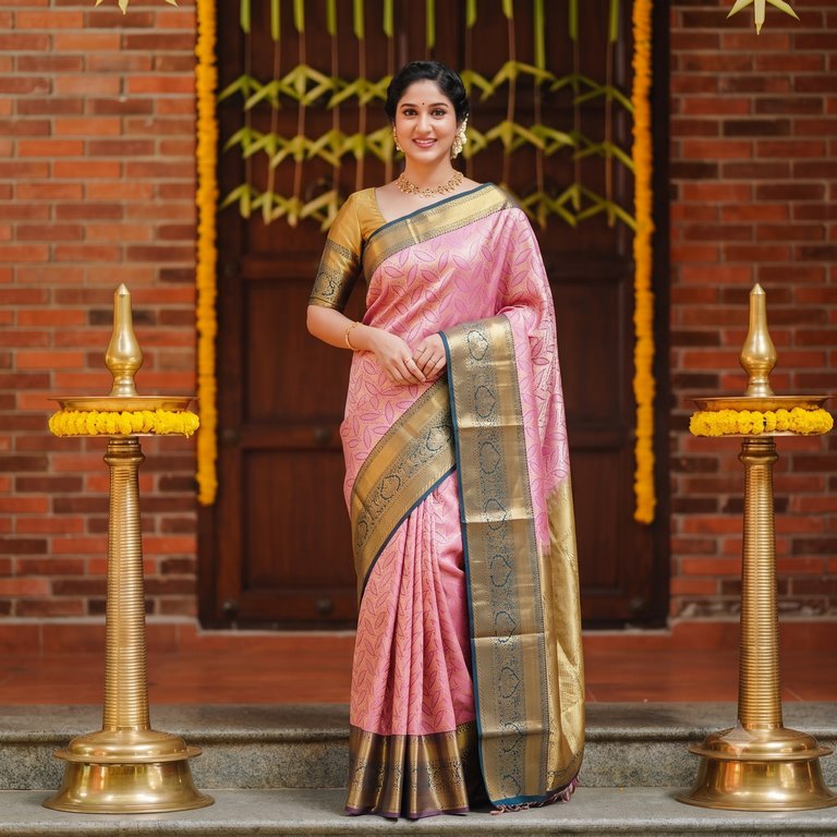 Trendy Kanchipuram Blended Vintage Tissue Bridal Silk Sarees 073