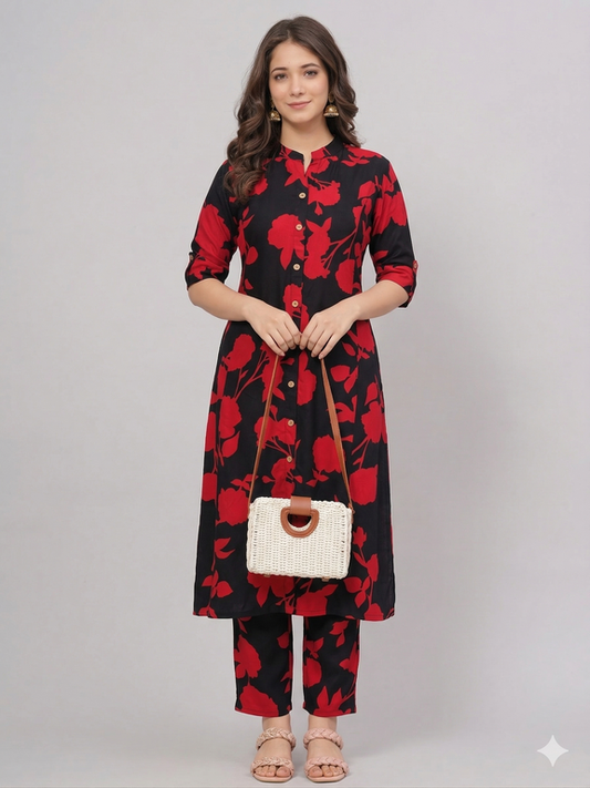 A-LINE KURTI PANT SET – STYLISH & COMFORTABLE ETHNIC WEAR 001