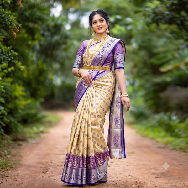 Trendy Kanchipuram Blended Vintage Tissue Bridal Silk Sarees 054