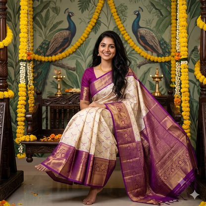 Luxury Kanchipuram Blended Bridal Silk Sarees 012