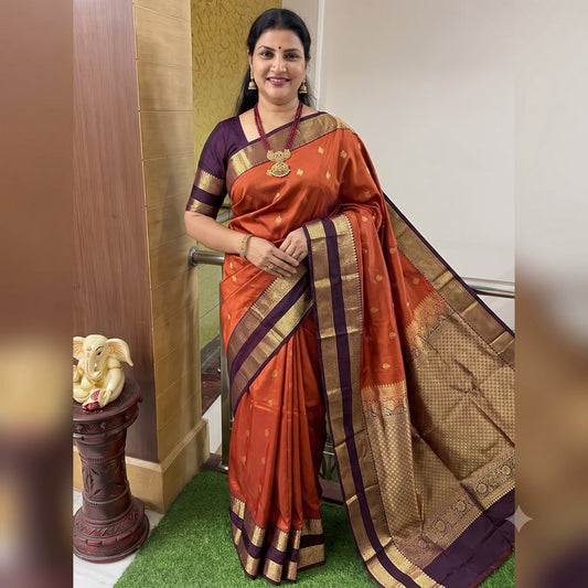 Trendy Vintage Rusted Orange Silksarees 003