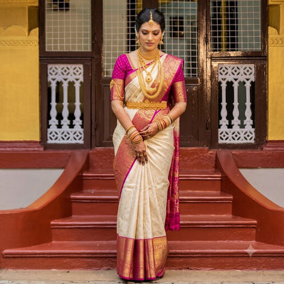 Trendy Kanchipuram Blended Vintage Bridal Silk Sarees 066