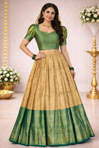 Premium Kanchipuram Pure Silk Lehenga Choli – Traditional Festive Wear (Size: 36 - 40) – Kanchipuram Lakshaya Silks