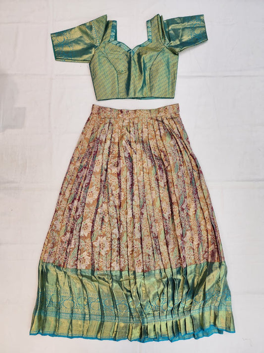 Premium Kanchipuram Pure Silk Lehenga Choli – Traditional Festive Wear (Size: 36 - 40)