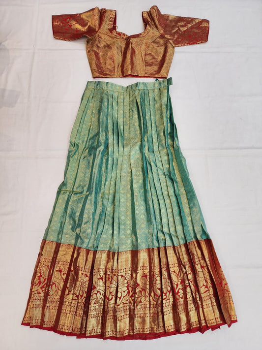 Premium Kanchipuram Pure Silk Lehenga Choli – Traditional Festive Wear (Size: 36 - 40)