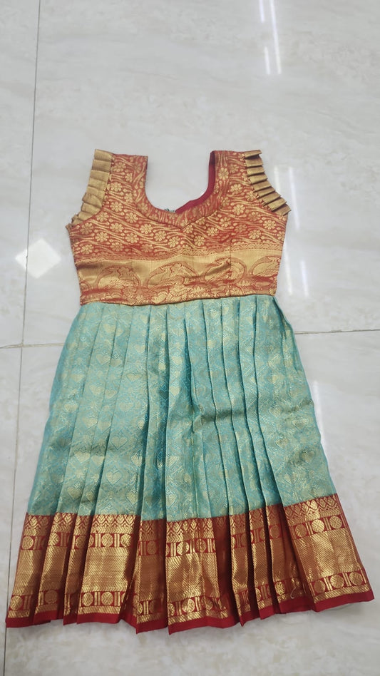 Premium Kids Lehenga Choli – Pure Kanchipuram Tissue Silk  (Size: 0 - 3 years age)