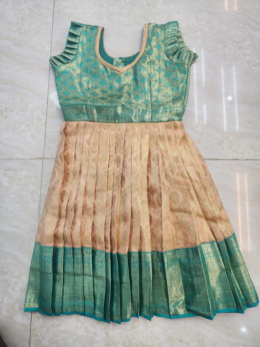 Premium Kids Lehenga Choli – Pure Kanchipuram Tissue Silk  (Size: 0 - 3 years age)