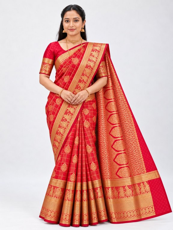 Trendy Kanchipuram Blended Bridal Silk Sarees 005 – Kanchipuram Lakshaya Silks
