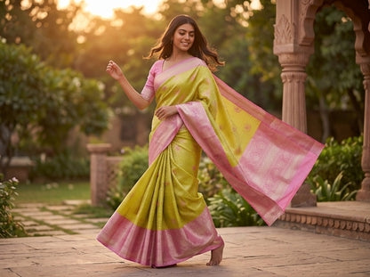 Kanchipuram Blended Floral Tissue Bridal Silk Sarees 013 – Kanchipuram Lakshaya Silks