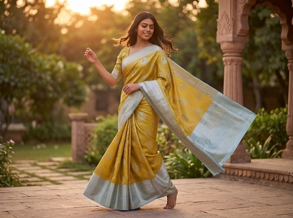 Kanchipuram Blended Floral Tissue Bridal Silk Sarees 011
