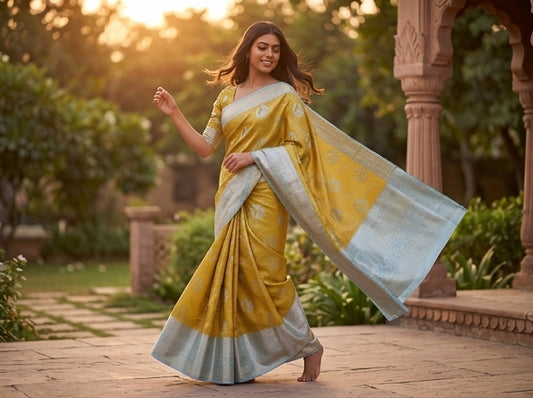 Kanchipuram Blended Floral Tissue Bridal Silk Sarees 011