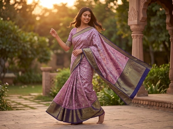 Kanchipuram Blended Floral Tissue Bridal Silk Sarees 012
