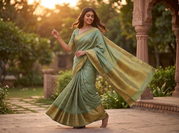 Kanchipuram Blended Self Butta Silk Sarees 1283